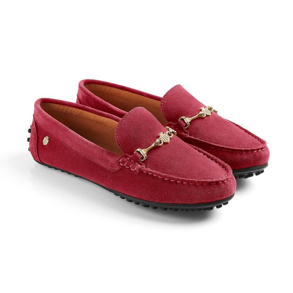 NEW FAIRFAX & FAVOR women's trinity driver loafers in cherry suede